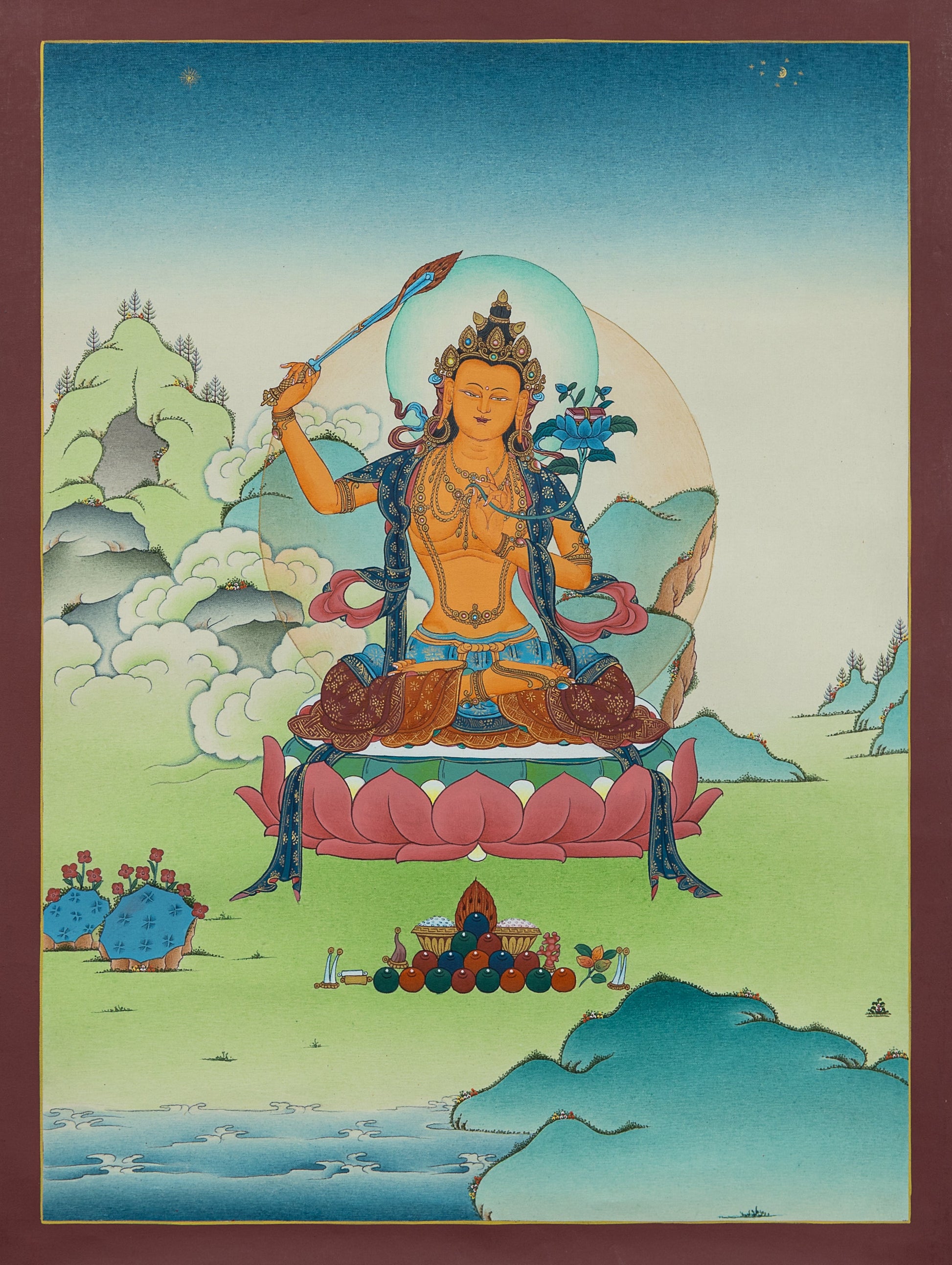 Hand Painted Manjushri Thangka Painting
