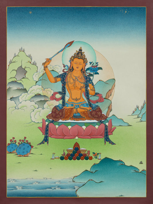 Hand Painted Manjushri Thangka Painting