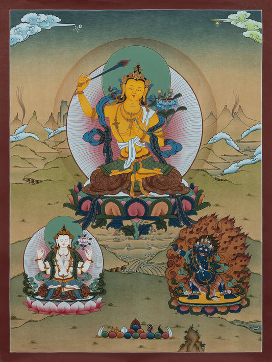 Hand Painted Manjushri Thangka Painting