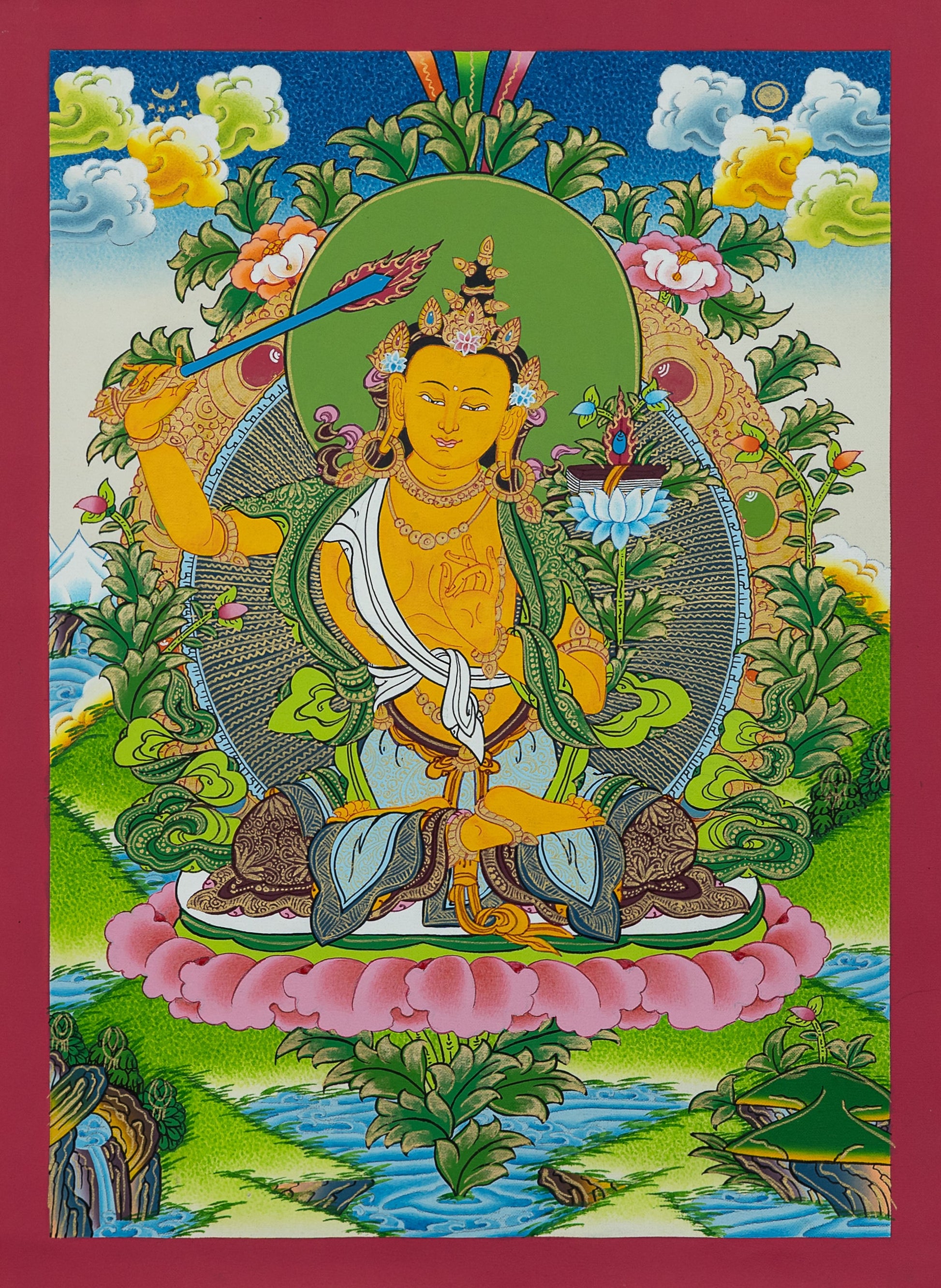 Hand Painted Manjushri Thangka Painting