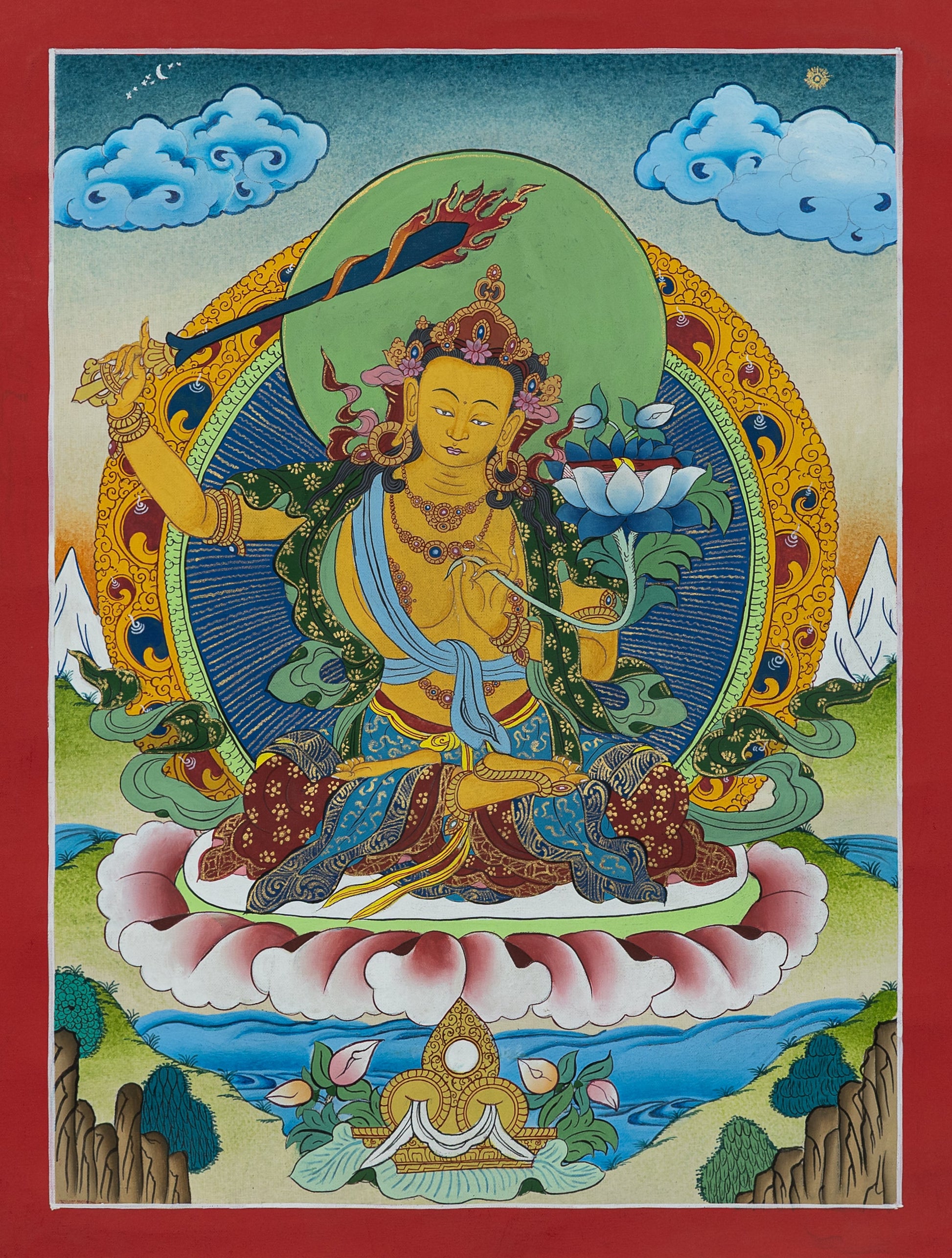 Hand Painted Manjushri Thangka Painting