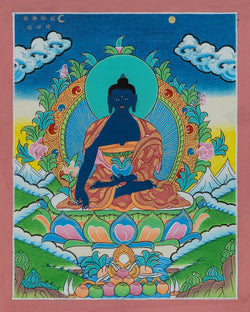 Medicine Buddha Thangka - (8" * 10")