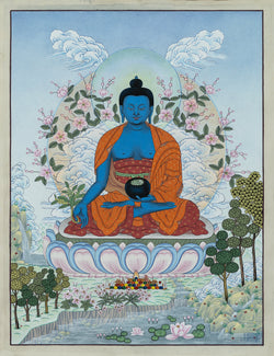 Medicine Buddha Thangka - (15" * 20")