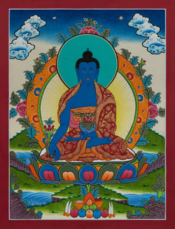 Medicine Buddha Thangka - (14" * 19")