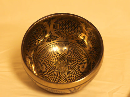 Lotus Engraved Tibetan Singing Bowl