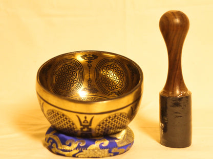 Lotus Engraved Tibetan Singing Bowl