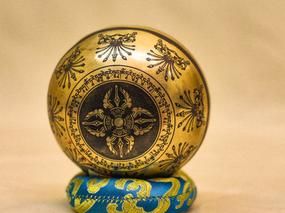 Green Tara Engraved Tibetan Singing Bowl (Very Small)