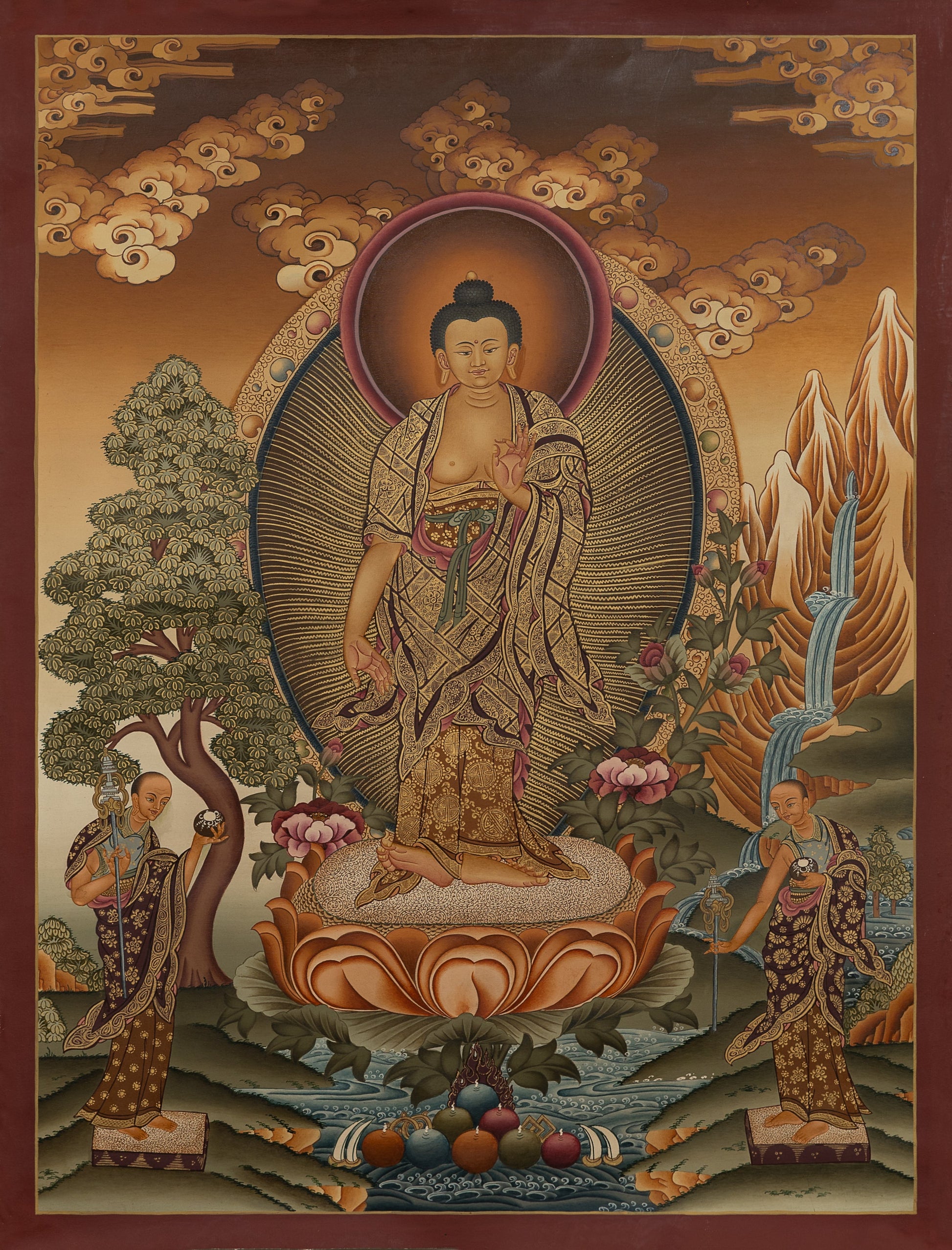 Hand Painted Standing Buddha Thangka