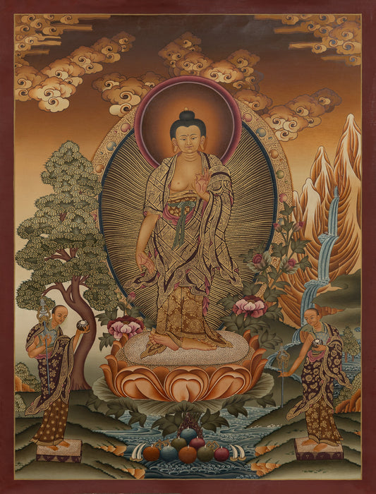 Hand Painted Standing Buddha Thangka