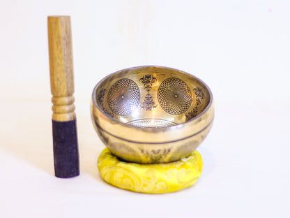 Lotus Engraved Tibetan Singing Bowl