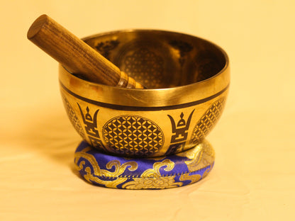 Lotus Engraved Tibetan Singing Bowl