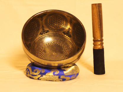 Lotus Engraved Tibetan Singing Bowl
