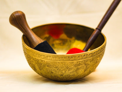 Elephant Carved Golden Singing Bowl