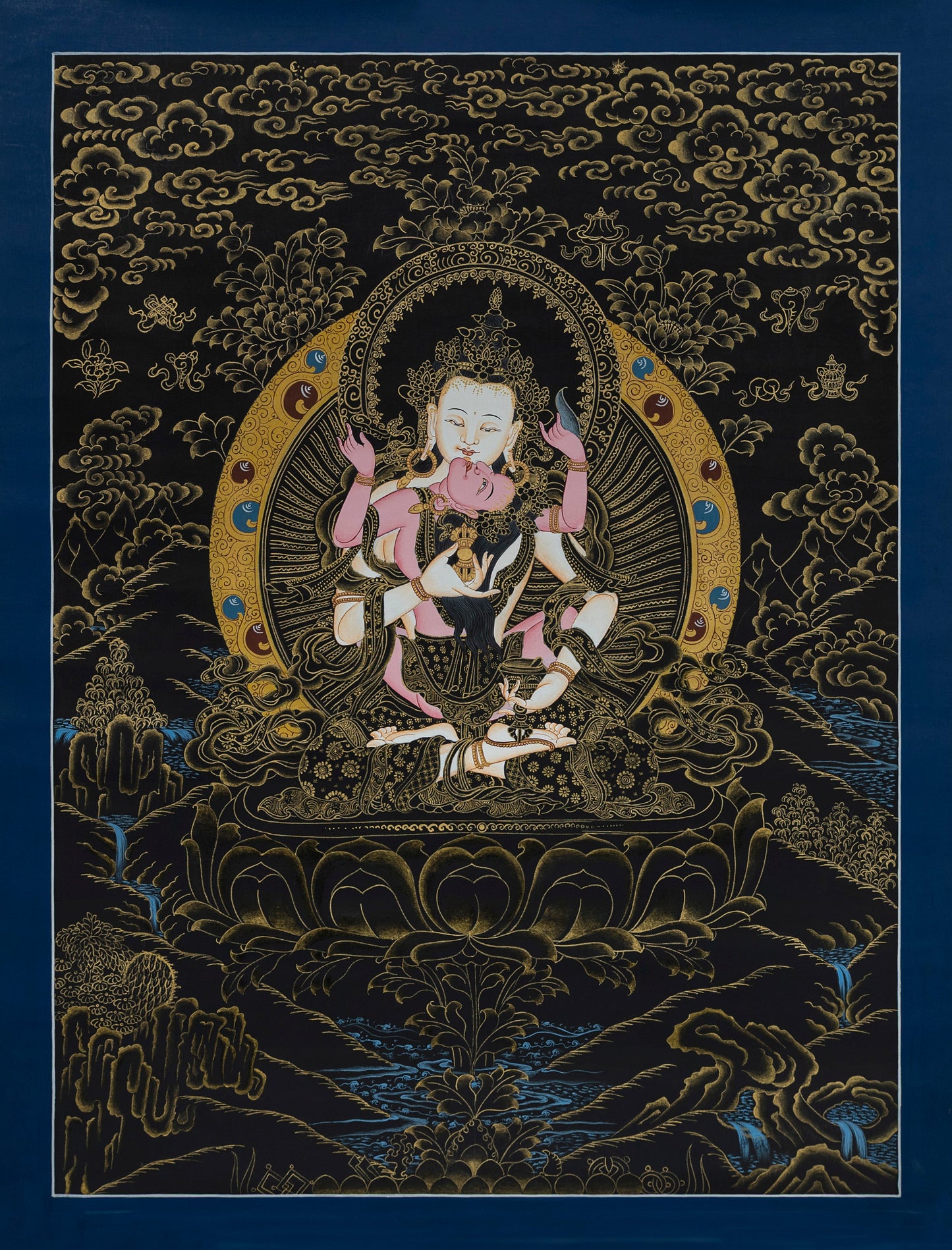 Vajrasattva with Consort Thangka - (18" * 24")