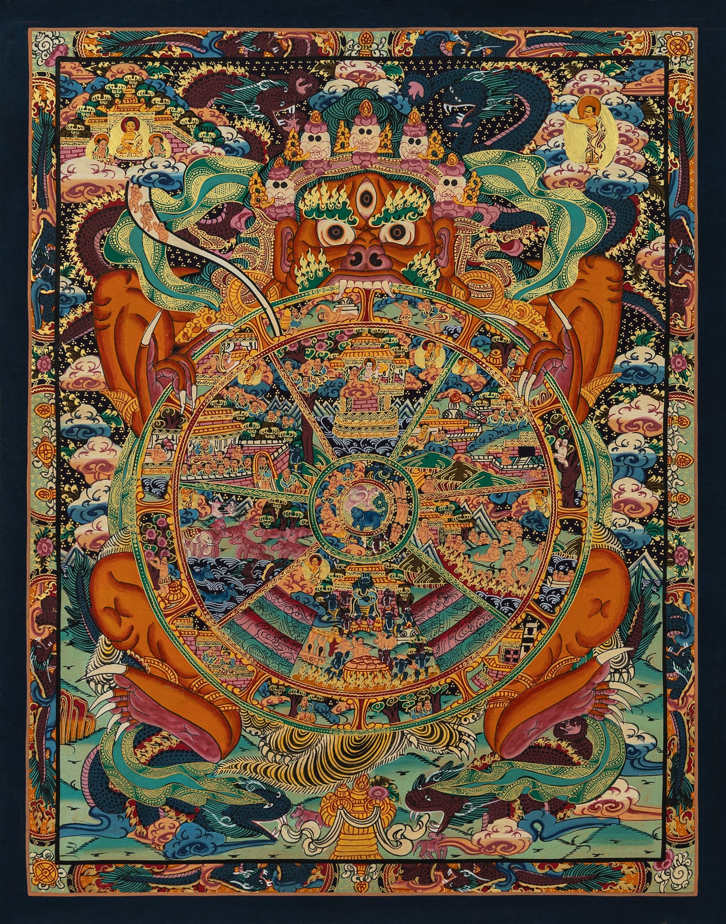 Wheel of Life Thangka - (15" * 20")