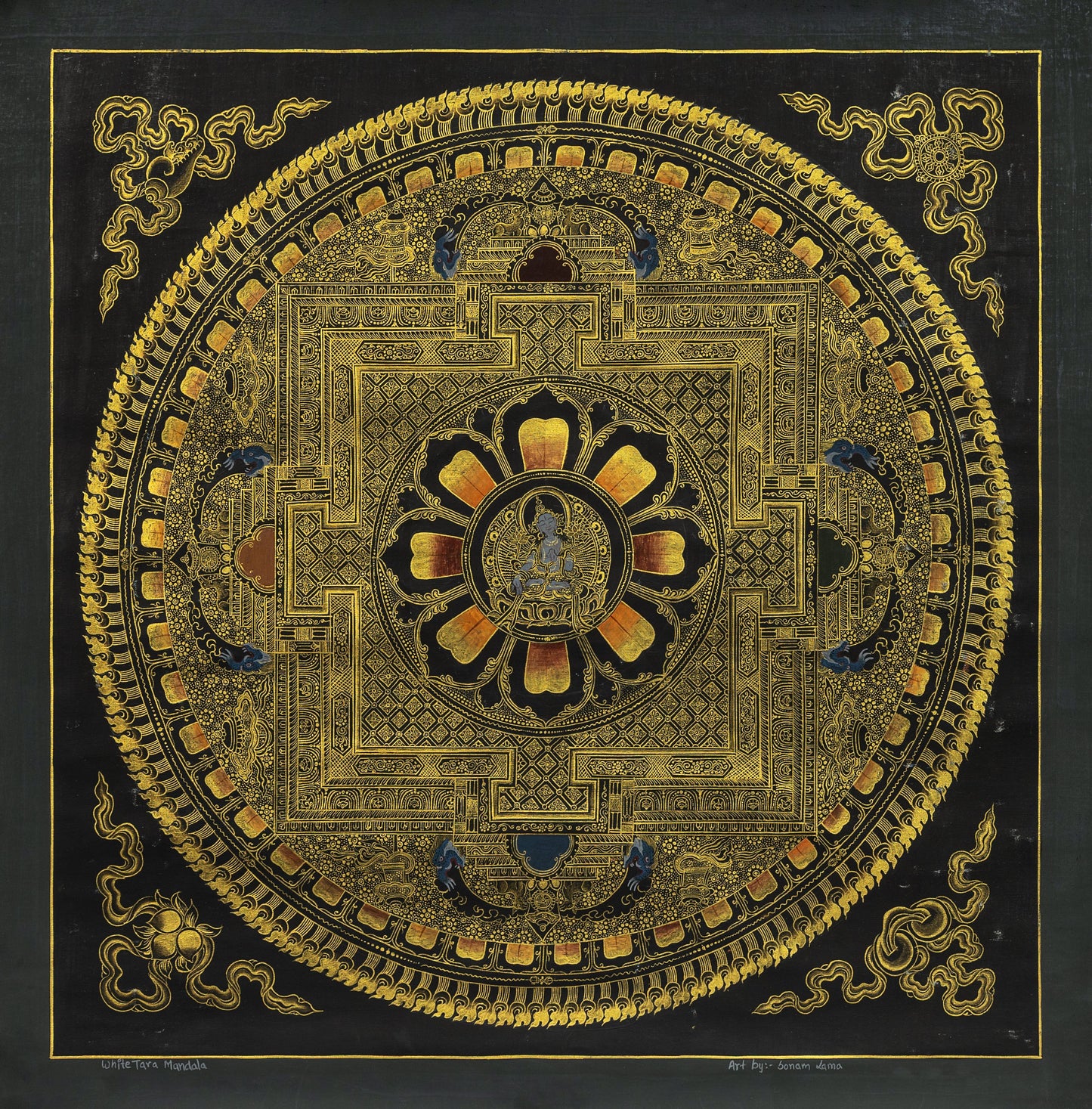 White Tara Mandala Thangka - (20" * 20")