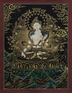 White Tara Thangka - (15" * 19")